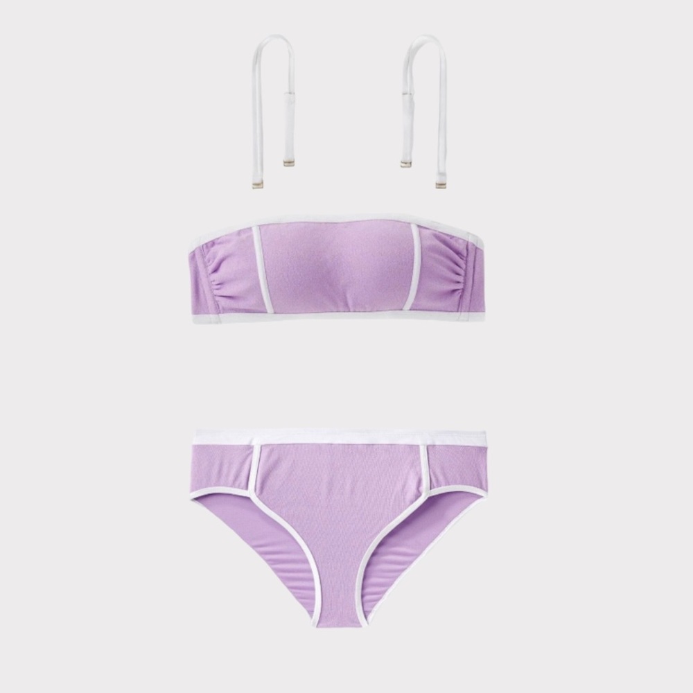Kona Sol Women’s Plus Terry Textured Bandeau 2pc Bikini Set 1X NWT